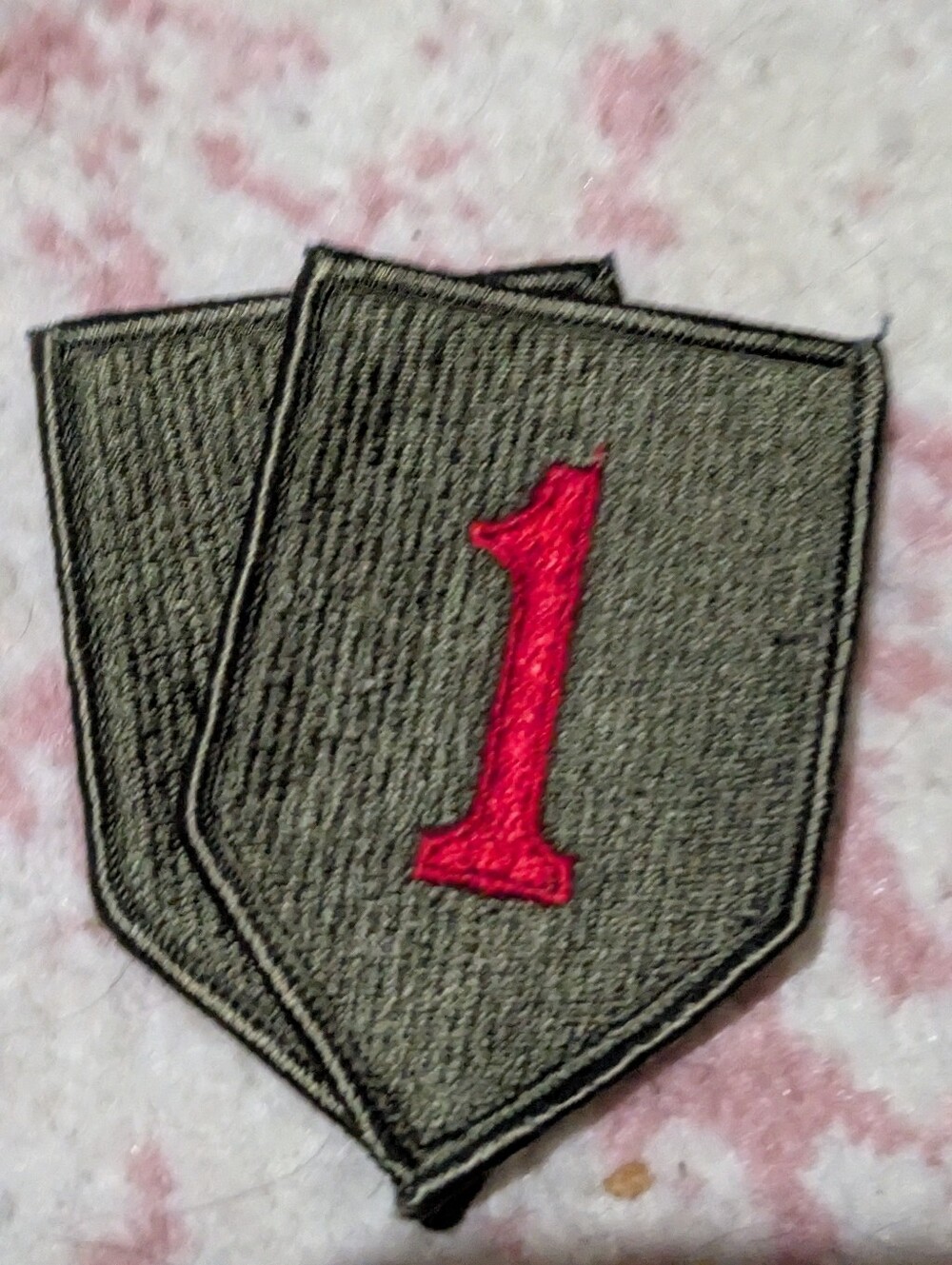 U.S. Army Olive Green Patch with Red "1"